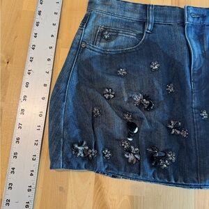 Miss Sixty Blue Floral Embellished Mini Skirt